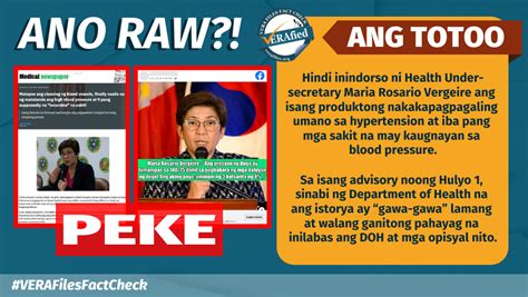 Vera Files Fact Check Doh Disowns Circulating Fake Story Promoting Unregistered Hypertension