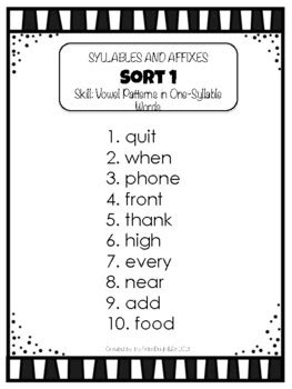 Words Their Way Spelling Lists Syllables And Affixes By MyAstroBrightLife