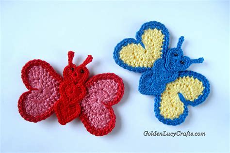 Crochet Butterfly Applique Free Crochet Pattern Goldenlucycrafts