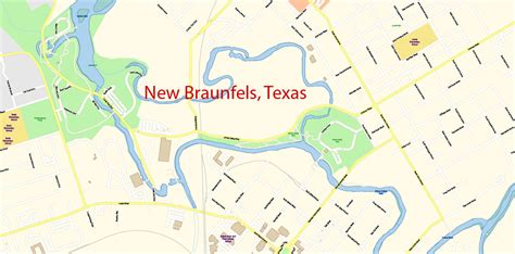 New Braunfels Texas US Map Vector Exact City Plan High Detailed Street ...