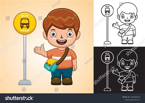 Vector Cartoon Little Boy Standing Beside Stock Vector (Royalty Free ...