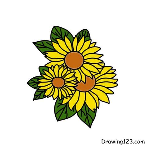 Drawing Sunflower Step Tekenen