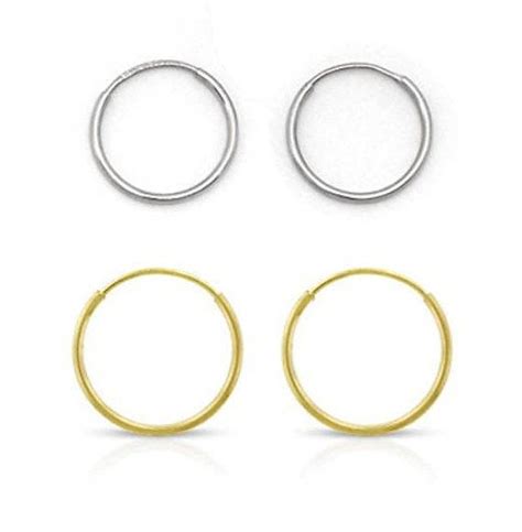 14k Solid Gold Thin Endless Hoops Gold Lightweight Hoops Etsy Fine