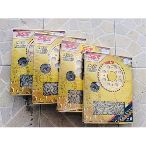 Sss Chain Set Chrome Plate Cp Gold Steel Gs For Raider150carbandfi Sniper150 Wave125 Xrm