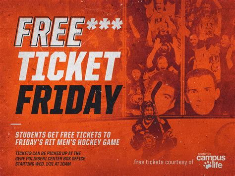 FREE hockey tickets for Friday's game courtesy of Campus Life : r/rit