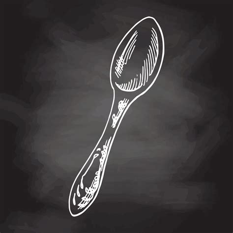 Hand drawn sketch illustration. Vector monochrome vintage spoon. White ...