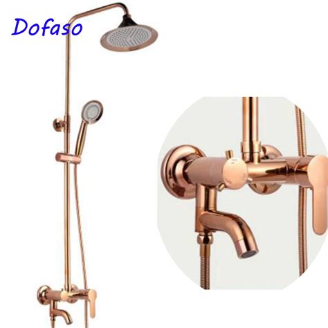 Dofaso Brass Europe Type Bath Shower Faucet Classic Luxury Pvd Rose Gold Plate Shower Set