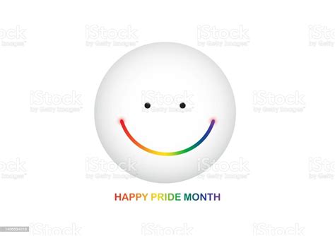 Happy Pride Month Cute Rainbow Smiling Emoticon Stock Illustration