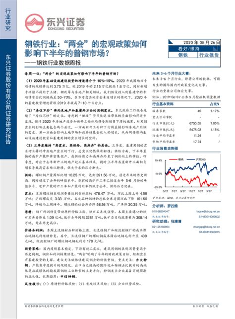 钢铁行业数据周报：“两会”的宏观政策如何影响下半年的普钢市场？