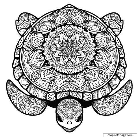 Coloriage Mandala Adulte Avec Un Portrait De Tortue Dessin Gratuit