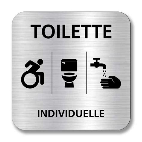 Plaque de porte ou murale avec texte et pictogramme gravé Toilette