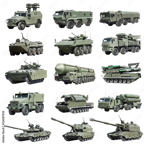 Modern Russian Armored Military Vehicle Tracked And Wheeled Isolated