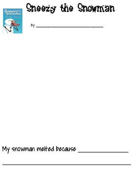 Sneezy the Snowman Craft & Writing by Kinder Gator Rocks | TpT