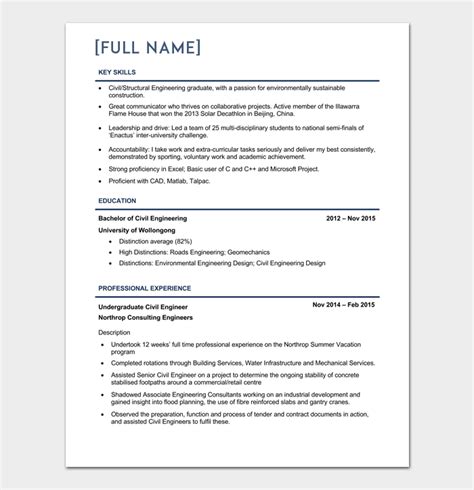 15 Civil Engineer Resume Examples And Templates Civil Engineer Resume