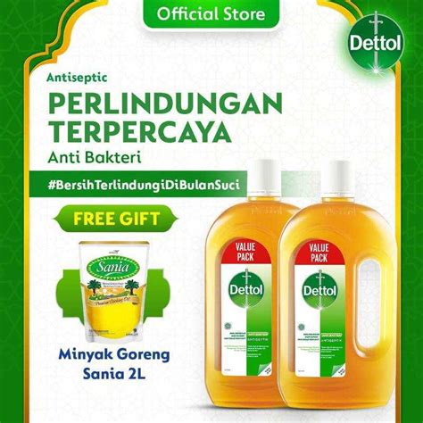 Jual Dettol Liquid Antiseptik Cair 1L Twinpack Free Sania Premium