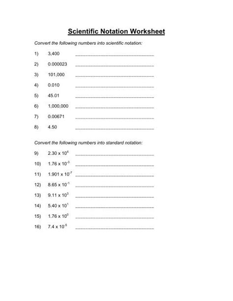 Scientific Notation Worksheet Worksheets Library