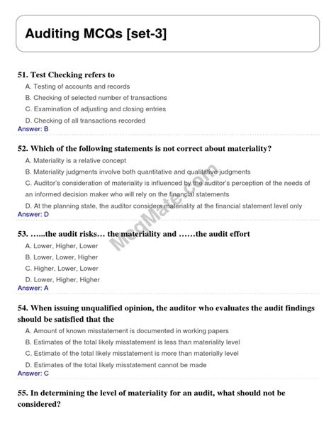 Auditing Solved Mcqs Set 3 Pdf Financial Audit Audit