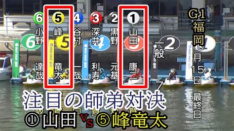 【g1福岡競艇】大注目の師弟対決⑤峰竜太vsイン戦①山田康でどうなる Youtube