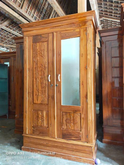 Lemari Baju Kayu Jati 2 Pintu Minimalis Lemari Pakaian 2 Pintu Kayu