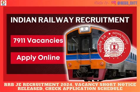 RRB JE Recruitment 2024 Vacancy Short Notice Released Check