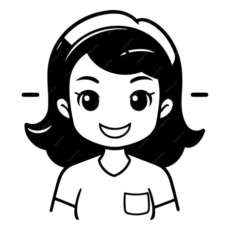 Premium Vector Cute Girl Smiling And Looking At Camera Cartoon Vector