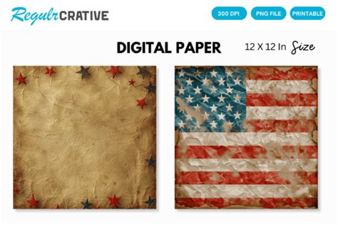 Watercolor 4th Of July USA Digital Paper Graphic By Regulrcrative