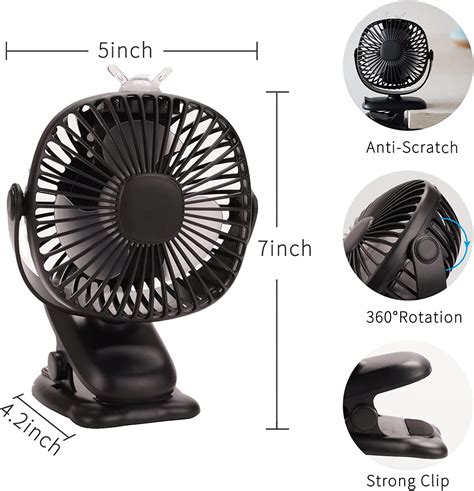 Ohlgt Clip On Stroller Fan 6000mah Usb Fan Mini Personal Desk Fan With