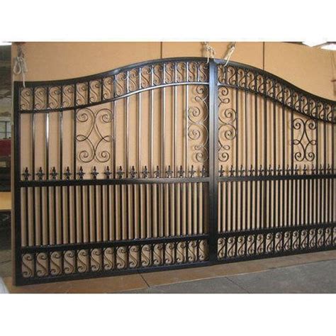 Black Decorative Mild Steel Double Leaf Swing Gate For Residential