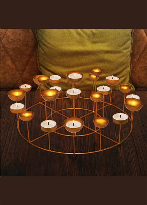 Get Golden Color Tea Light Holder In Circular Design For Multiple T Lights at ₹ 1299 | LBB Shop