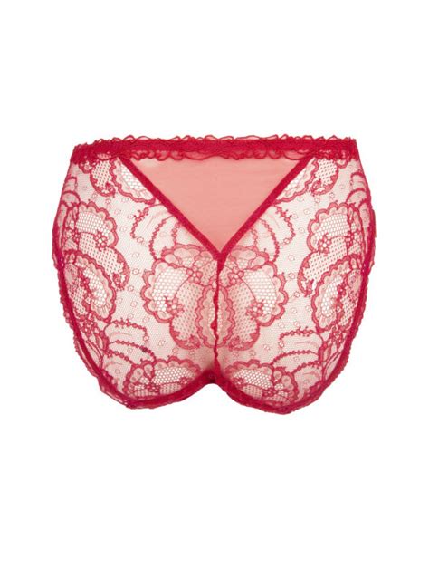 Culotte Sexy Taille Haute Tout En Dentelle De Calais RougeCollection