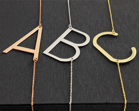 Large Initial Letter Necklace Letter Necklace Big Initial Etsy Uk