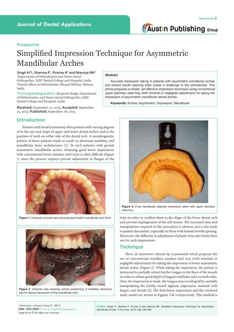 Pdf Simplified Impression Technique For Asymmetric Mandibular Arches