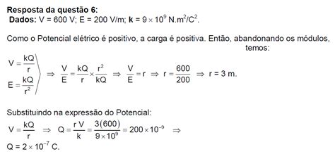 Potencial El Trico Exerc Cios Resolvidos C Lculos