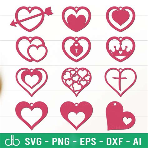 Valentine Heart Earring Svg Bundle Heart Earrings Svg Valentine