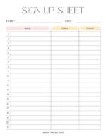 Free Printable Sign Up And Sign In Sheet Templates