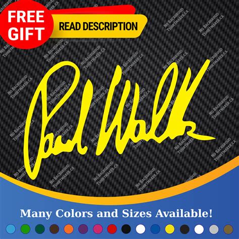 Paul Walker Autograph Auto Race Fast Furious Race VINYL DECAL STICKER ...