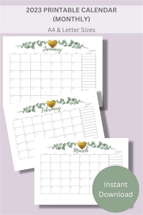 Two Printable Calendars With Hearts And Leaves On Them One Is For Each