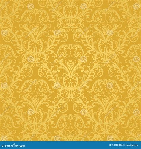 Papel De Parede Floral Dourado Sem Emenda Luxuoso Ilustração do Vetor