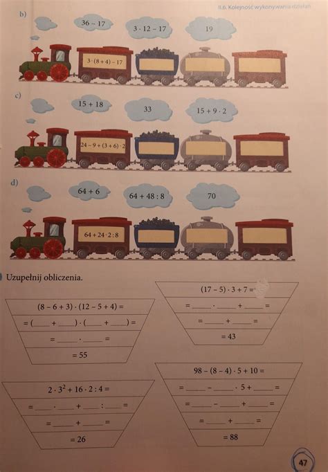 zad 4 str 47 Uzupełnij obliczenia Plis help daje naj Brainly pl