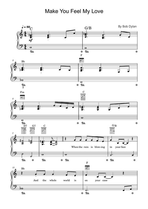 Bob Dylan Make You Feel My Love Piano Solo Sheet Bob Dylanadele