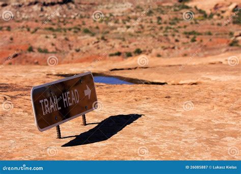 Trail head sign stock image. Image of arches, national - 26085887