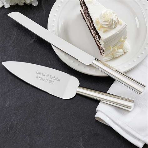 Modern Wedding Engraved Cake Knife And Server Set In 2021 Wedding Cake