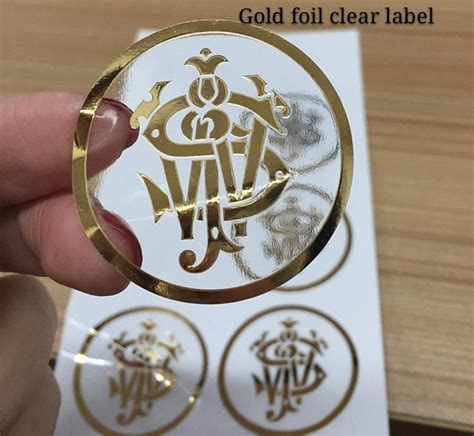 2020 Custom Gold Foil Logo Label On Transparent Sticker New Round Clear