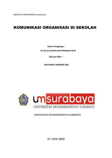 PDF KOMUNIKASI ORGANISASI DI SEKOLAH