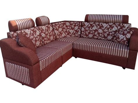 Wooden L Shape Rexine Sofa Set Living Room Seating Capacity 5 Seater