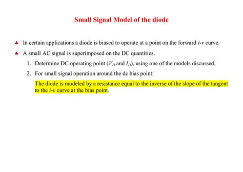 Small Signal Model of the diode