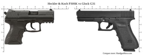 Heckler & Koch P30SK vs Glock G31 size comparison | Handgun Hero