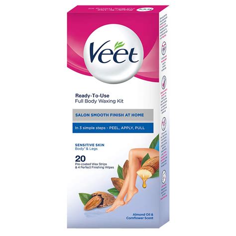 Buy Veet Full Body Waxing Kit Sensitive Skin Pack Of 20 Wax Strips