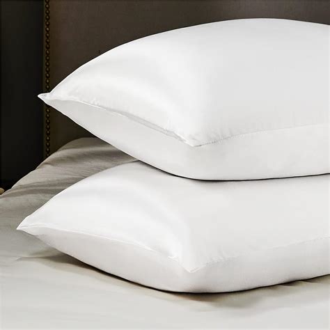 Bedsure Satin Pillowcase 2 Pack Standard With Envelope Closure For Hair And Skin，white