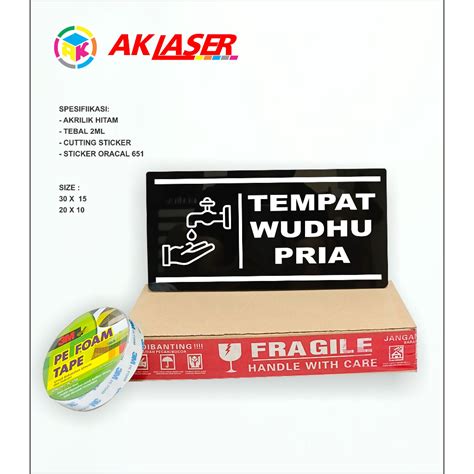 Jual Akrilik Tempat Wudhu Pria Acrylic Signage Sticker Signboard